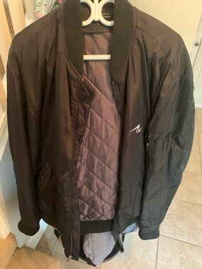 Men's Black Bomber Jacket - Lightweight Quilted Lining